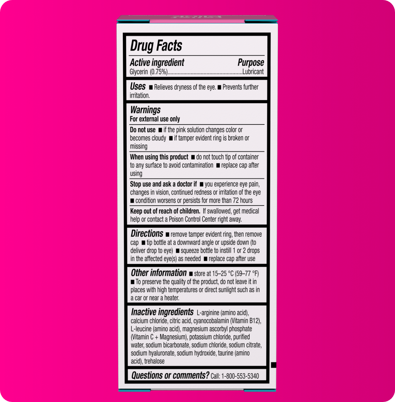 Blink Nourish carton with product drug facts